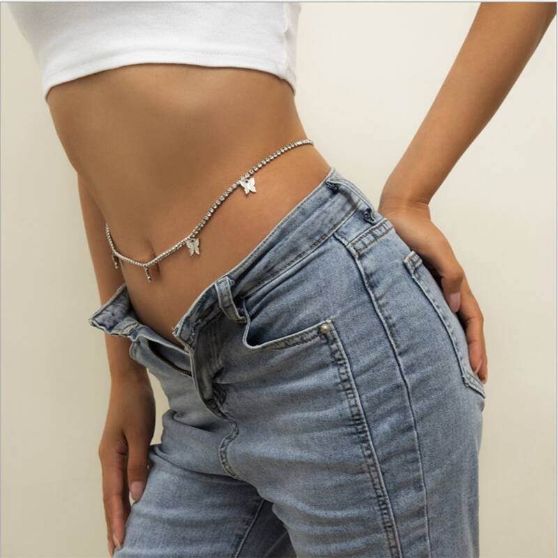 

Butterfly Decor Waist Chain, Silver