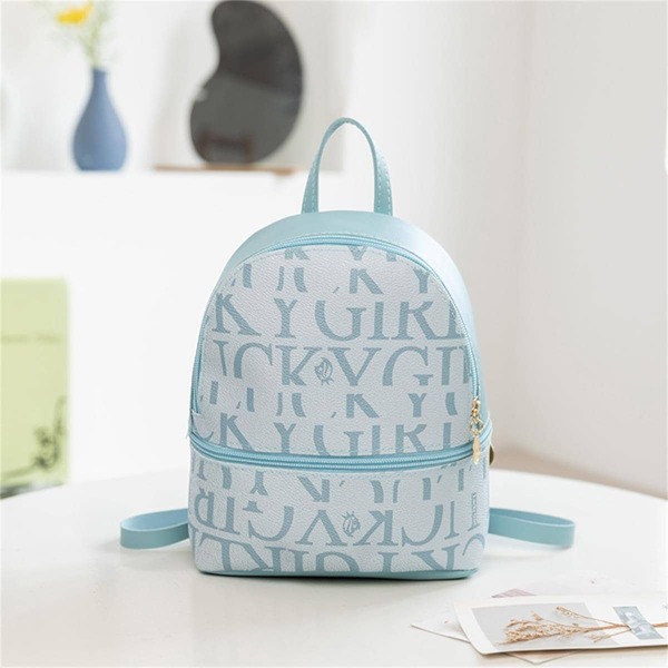 

Letter Graphic Curved Top Backpack, Blue