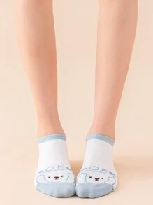 6pairs Bear Print Ankle Socks - Multicolor - View 3