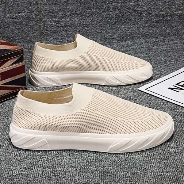 

Men Knit Detail Slip On Sneakers, Beige