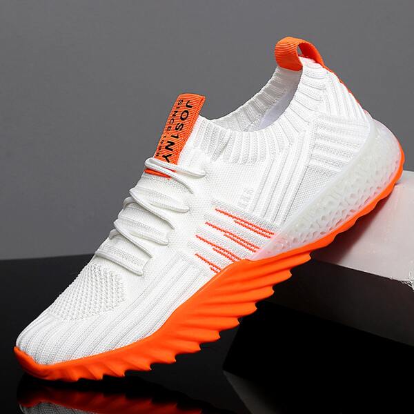 

Men Letter Tab Decor Lace-up Running Shoes, Multicolor