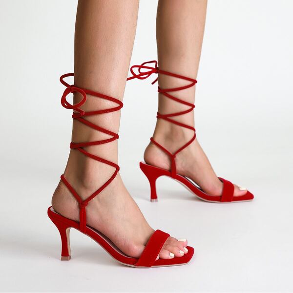 

Suede Chunky Gladiator Sandals, Red
