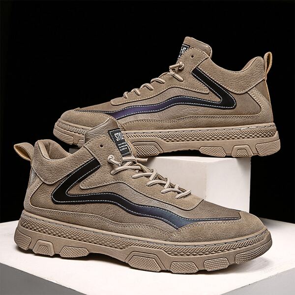 

Men Minimalist Lace-up Front Skate Shoes, Khaki