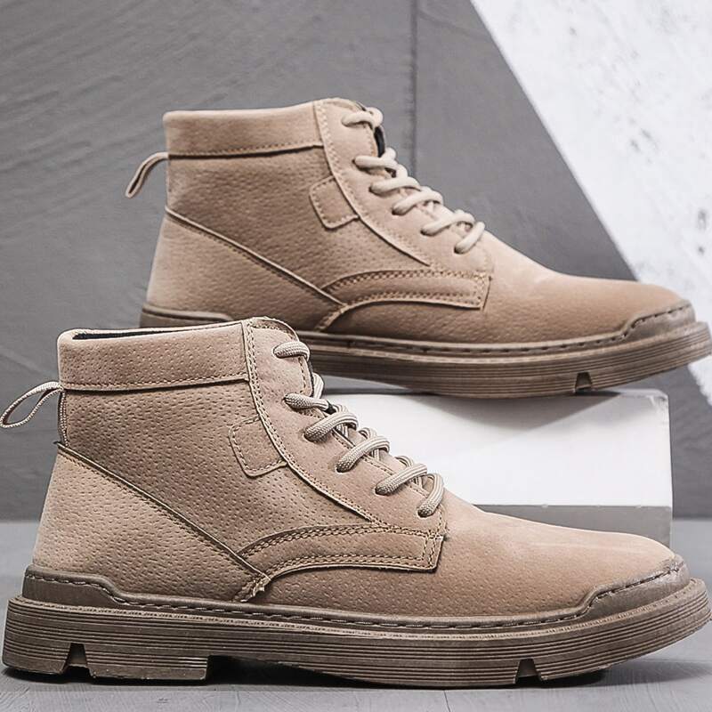 

Guys Minimalist Lace-up Front Boots, Khaki