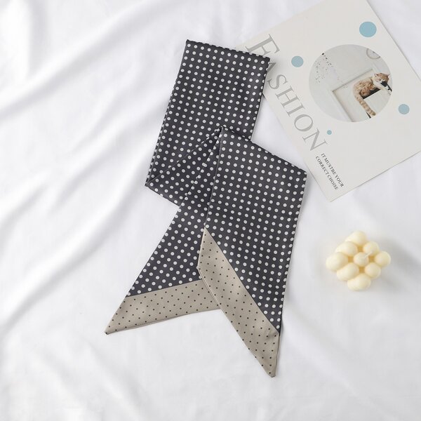 

Polka Dot Twilly Scarf, Black