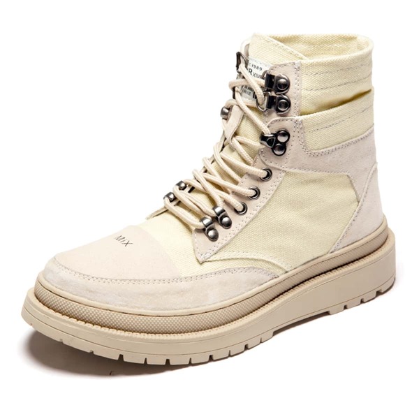 

Men Studded Decor Lace-up Boots, Khaki