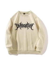 Graphic Drop Shoulder Sweatshirt - Apricot - View 1