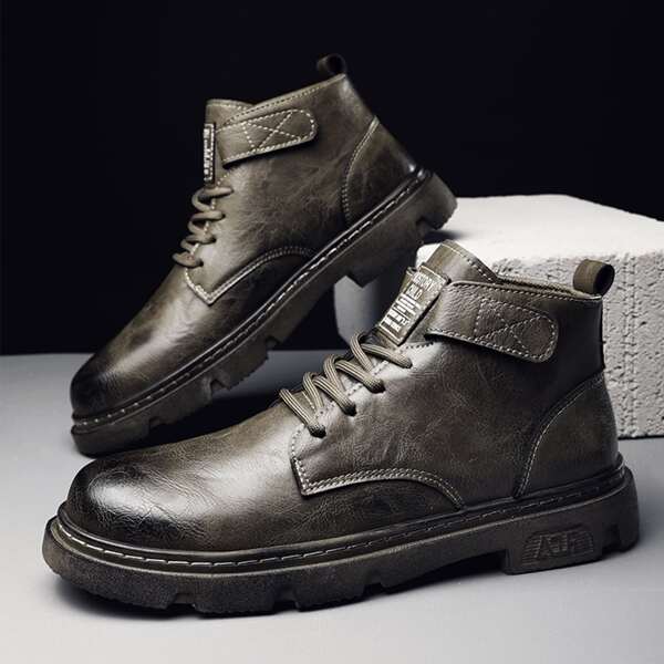 

Men Ombre Velcro Strap Ankle Boots, Army green