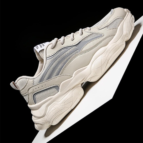 

Men Lace-up Front Mesh Panel Chunky Sneakers, Beige