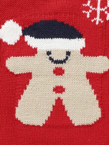 Baby Girl Christmas Pattern Knit Bodysuit & Hat - Red - View 4