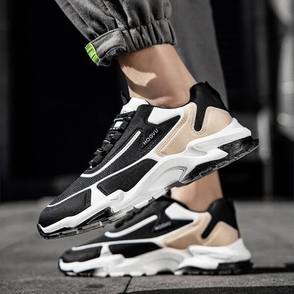 

Men Colorblock Mesh Panel Lace-Up Front Sneakers, Multicolor