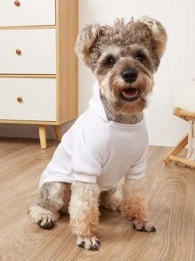 1件白色寵物狗印有英文印花的衣服,適用於泰迪,比熊,雪那瑞,二腿,防脫毛,暖和的帽t恤,適用於秋/冬季 - 白色 - 查看 5