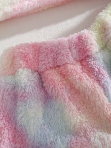 INAWLY 字母刺繡紮染法蘭絨背心上衣和短褲 - 彩色 - 查看 3