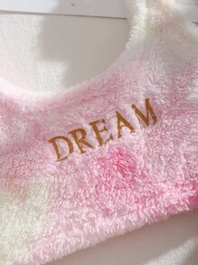 INAWLY 字母刺繡紮染法蘭絨背心上衣和短褲 - 彩色 - 查看 6