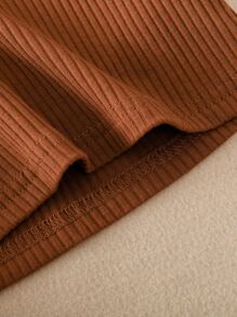 SHEIN Camiseta de niña con ribete de volantes - Óxido marrón - Ver 4