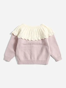 小女童雙色前紐扣開襟衫 - 粉色 - 查看 2