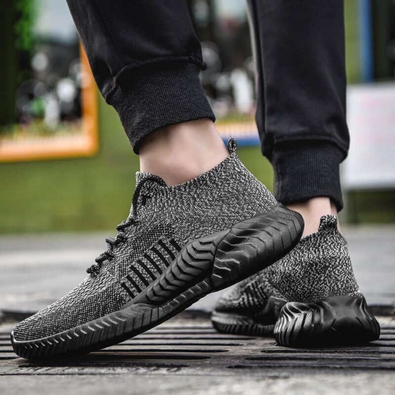 

Guys Letter Graphic Lace Up Decor Knit Sneakers, Grey