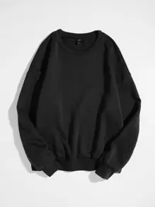 Flirla Sudadera de hombros caídos unicolor - Negro - Ver 1