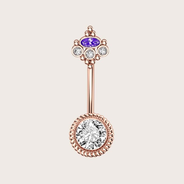

Rhinestone Decor Navel Belly Ring, Rose gold