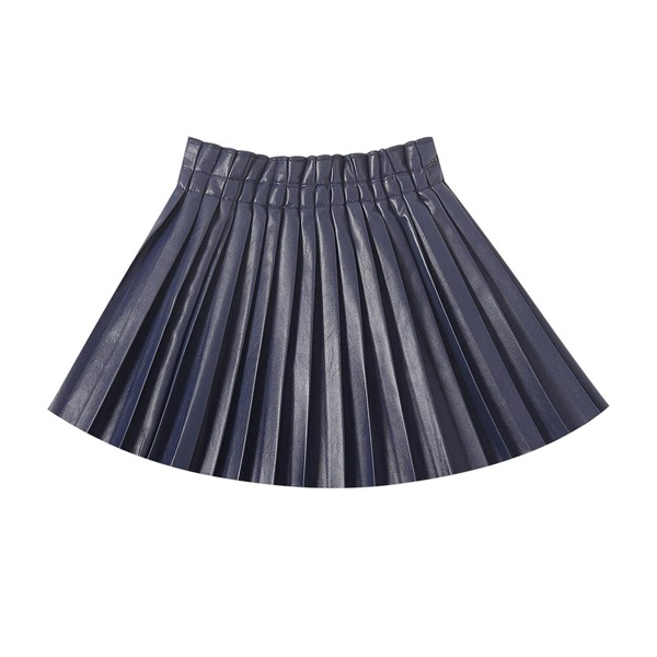 

Toddler Girls A-Line Pleated PU Leather Skirt, Navy blue