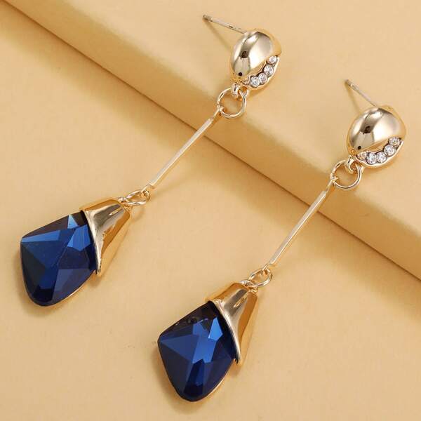 

Rhinestone Decor Drop Earrings, Royal blue
