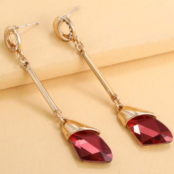 

Crystal Decor Drop Earrings, Burgundy