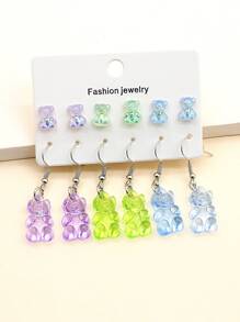 Hoa tai trang trí gấu 6 cặp - Nhiều màu - Xem 4