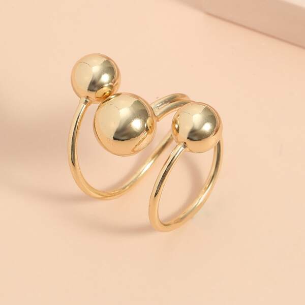 

Ball Decor Cuff Ring, Gold