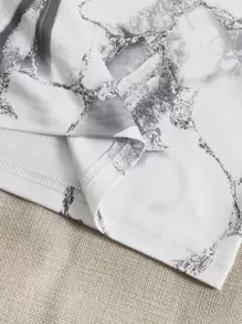 SHEIN Essnce 大理石圖案吊帶連衣裙 - 黑與白 - 查看 5