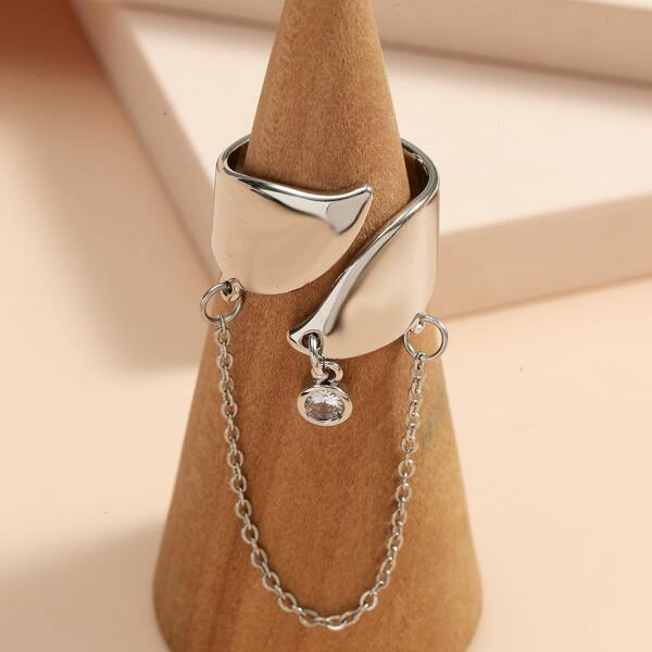 

Chain Decor Cuff Ring, Silver