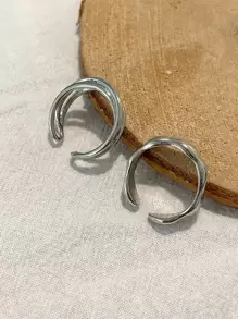 DAZY 2入組極簡風格開口戒指 - 銀色 - 查看 3