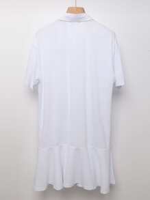 DAZY 櫻桃刺繡落肩袖荷葉邊連衣裙 - 白色 - 查看 5