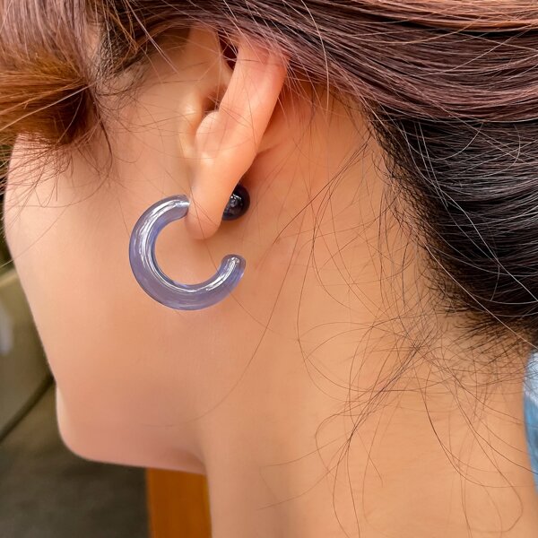 

Resin Cuff Hoop Earrings, Blue