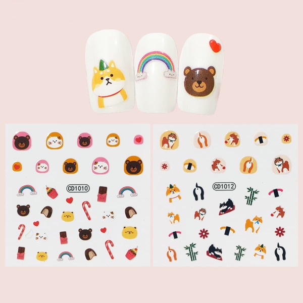

2sheets Cartoon Graphic Nail Art Sticker, Multicolor