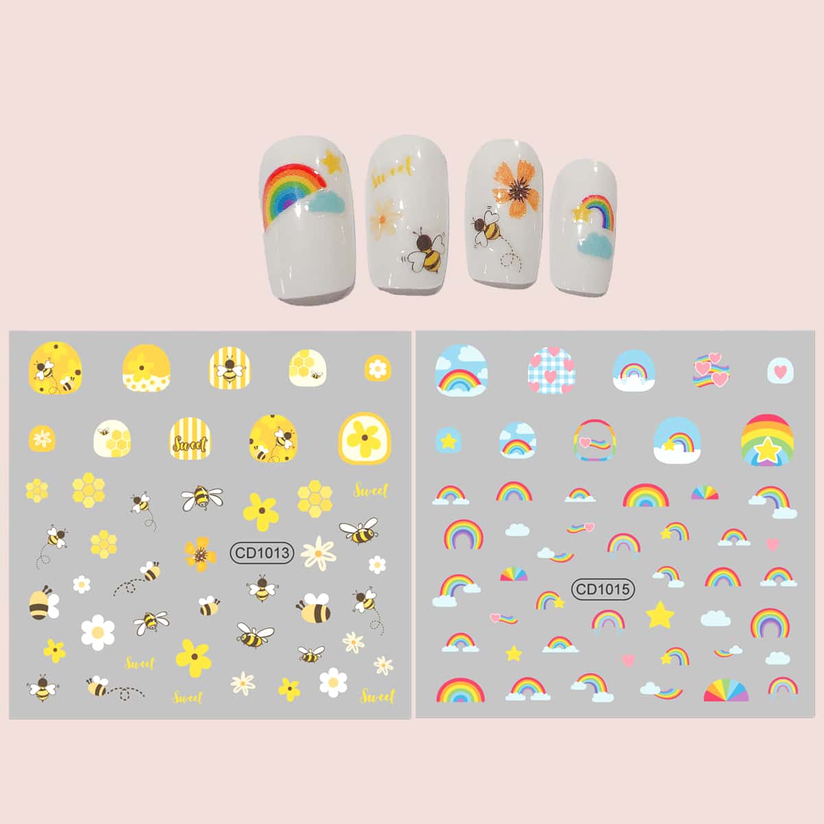

2sheets Cartoon Graphic Nail Art Sticker, Multicolor
