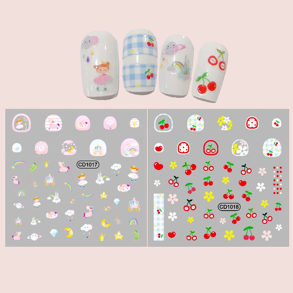

2sheets Cartoon Graphic Nail Art Sticker, Multicolor