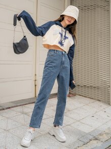 DAZY 直筒牛仔褲 - 中等水洗藍 - 查看 6