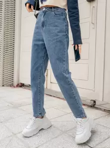 DAZY 直筒牛仔褲 - 中等水洗藍 - 查看 7