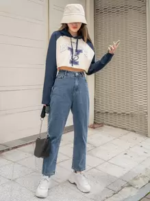 DAZY 直筒牛仔褲 - 中等水洗藍 - 查看 5