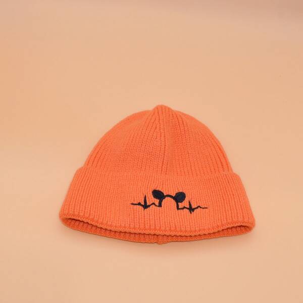 

Embroidered Detail Knitted Hat, Orange