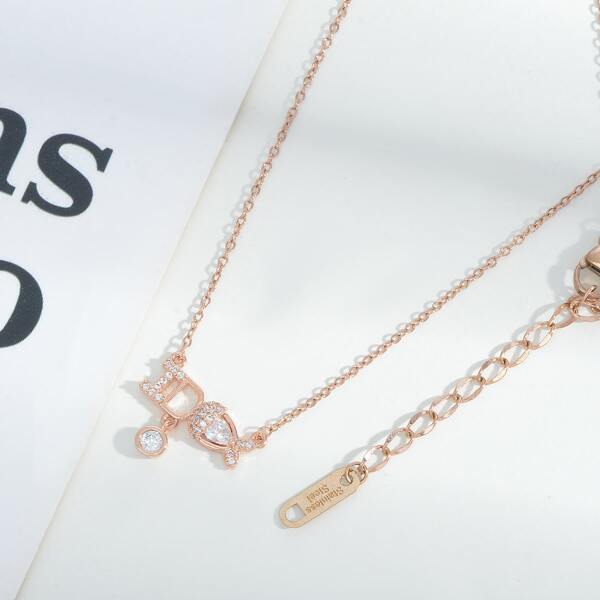 

18K Gold Plated Zircon Decor Necklace, Rose gold