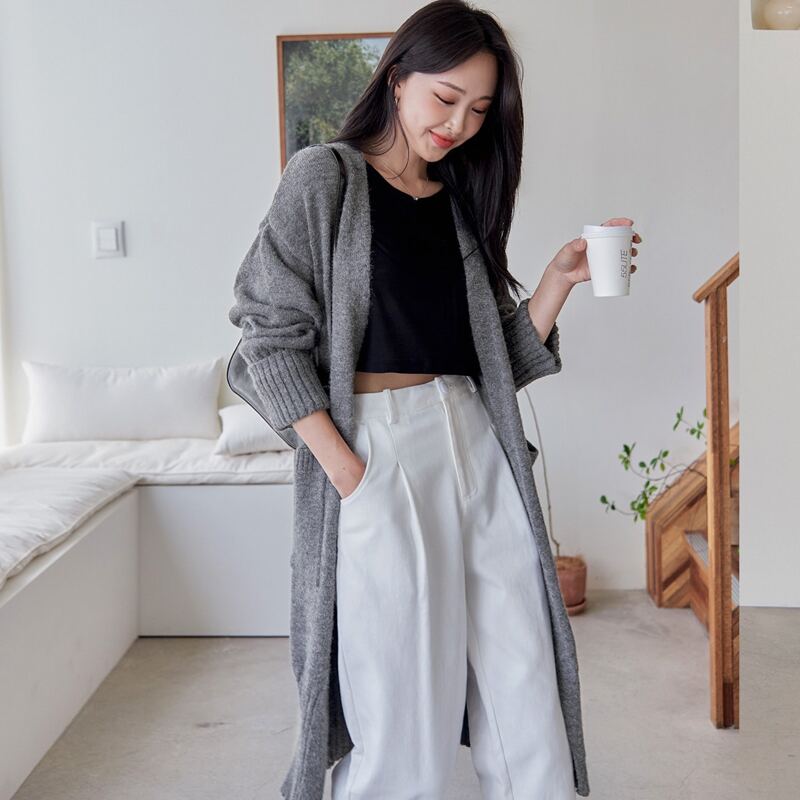 

Dual Pocket Drop Shoulder Cardigan, Grey