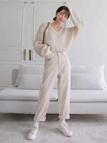 DAZY 斜口袋直筒牛仔褲