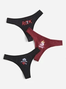 Jboy 3 piezas Set bragas estampado de cráneo - Multicolor - Ver 5