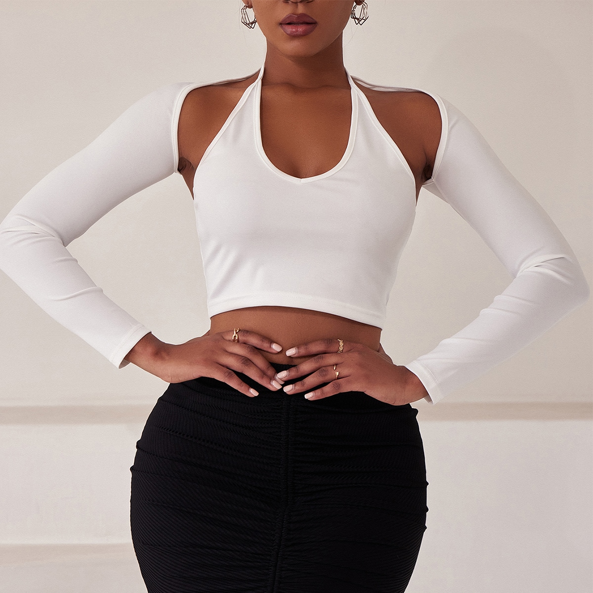 Кроп топ с узлом сзади и болеро