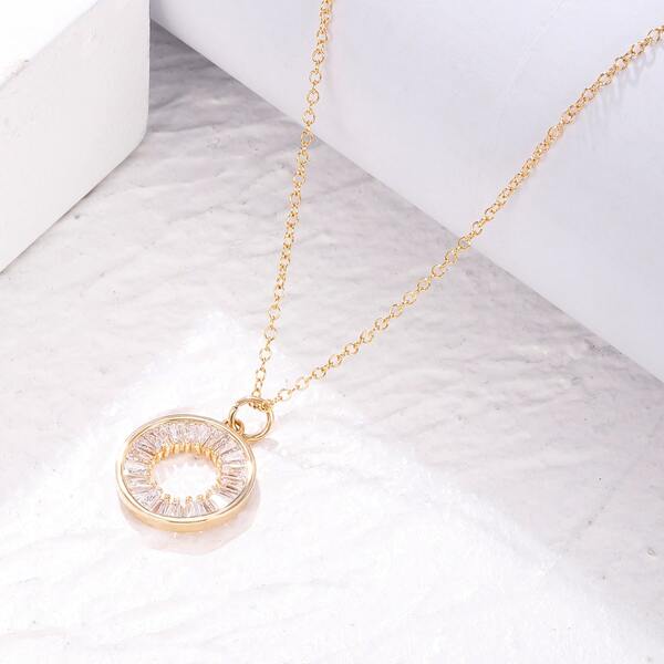 

16K Gold Plated Zircon Round Necklace