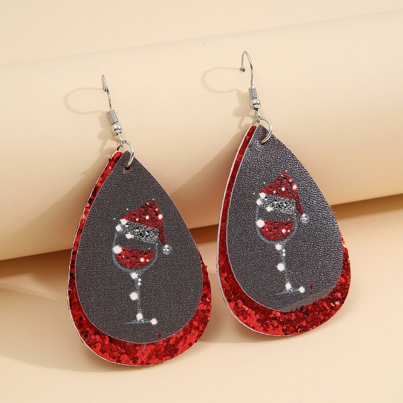 

Christmas Hat Print Drop Earrings, Multicolor