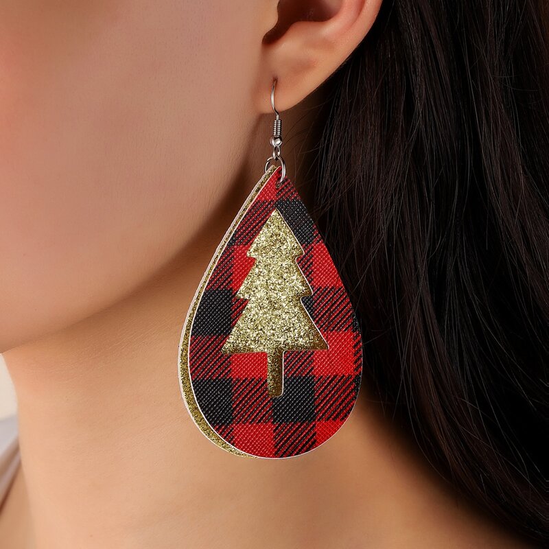 

Christmas Tree Print Drop Earrings, Multicolor