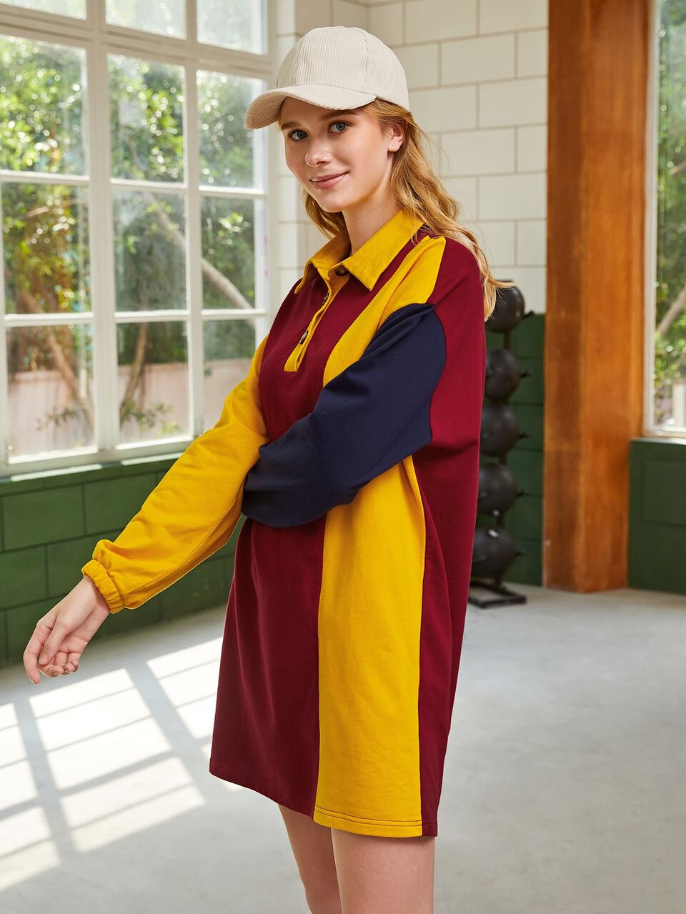 Color Block Drop Shoulder Tee Dress
