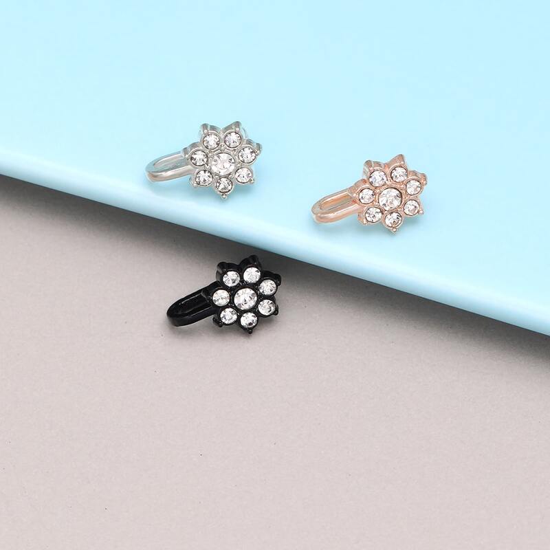 

3pcs Rhinestone Decor Nose Ring, Multicolor